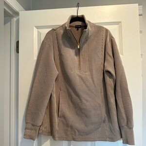 Women’s Buckle Black Striped Half-Zip Sweater - Brown